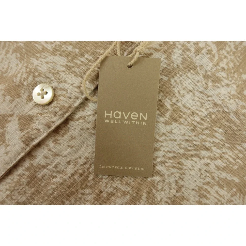 Haven Womens Large Organic Cotton Linen Serene Botanicals Short Sleeve Sleep Top
